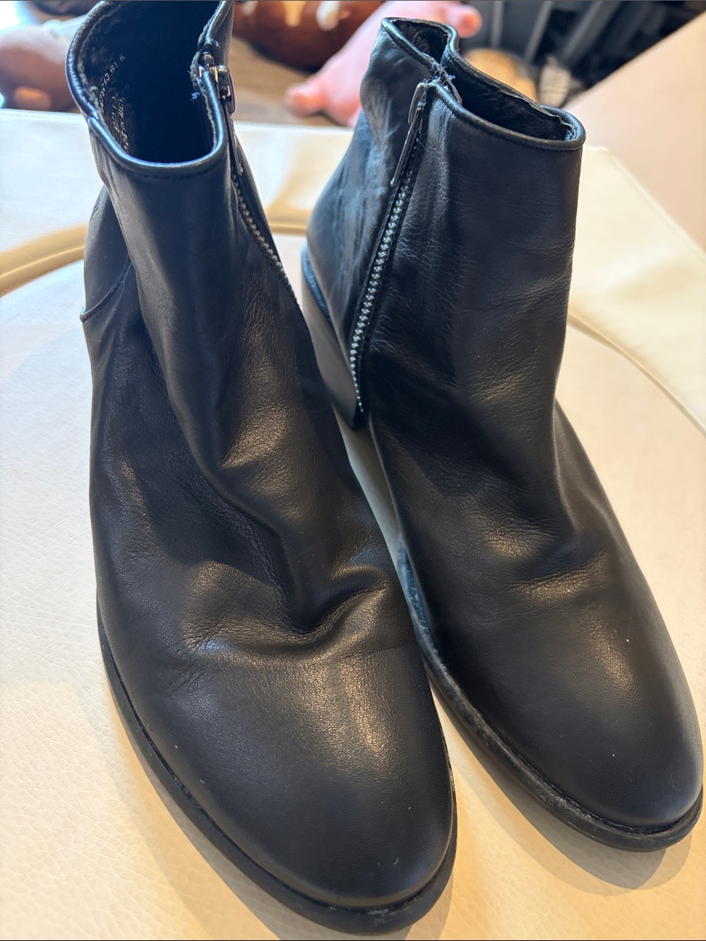 Frye Black Leather Zip Ankle Booties